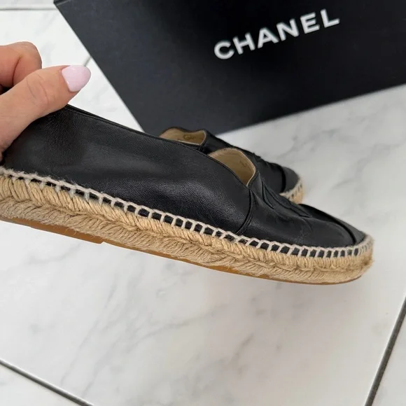 CHANEL Black and Tan Espadrilles - Picture 9 of 11
